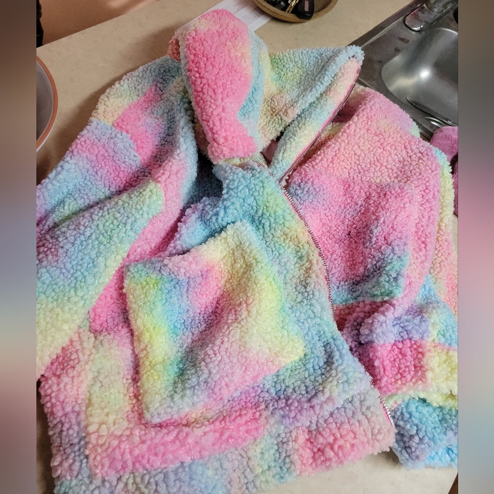 Sugar Thrills women size medium teddy jacket-multi colored - Picture 4 of 8